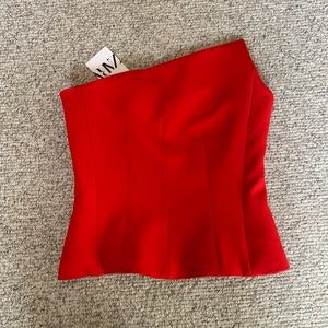 Zara red corset asymmetrical top